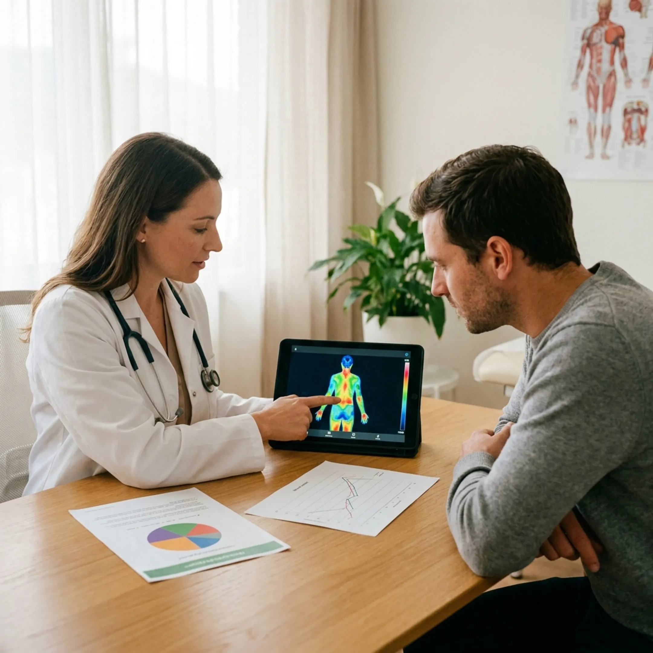 Doctor reviewing functional wellness assessment results with a patient