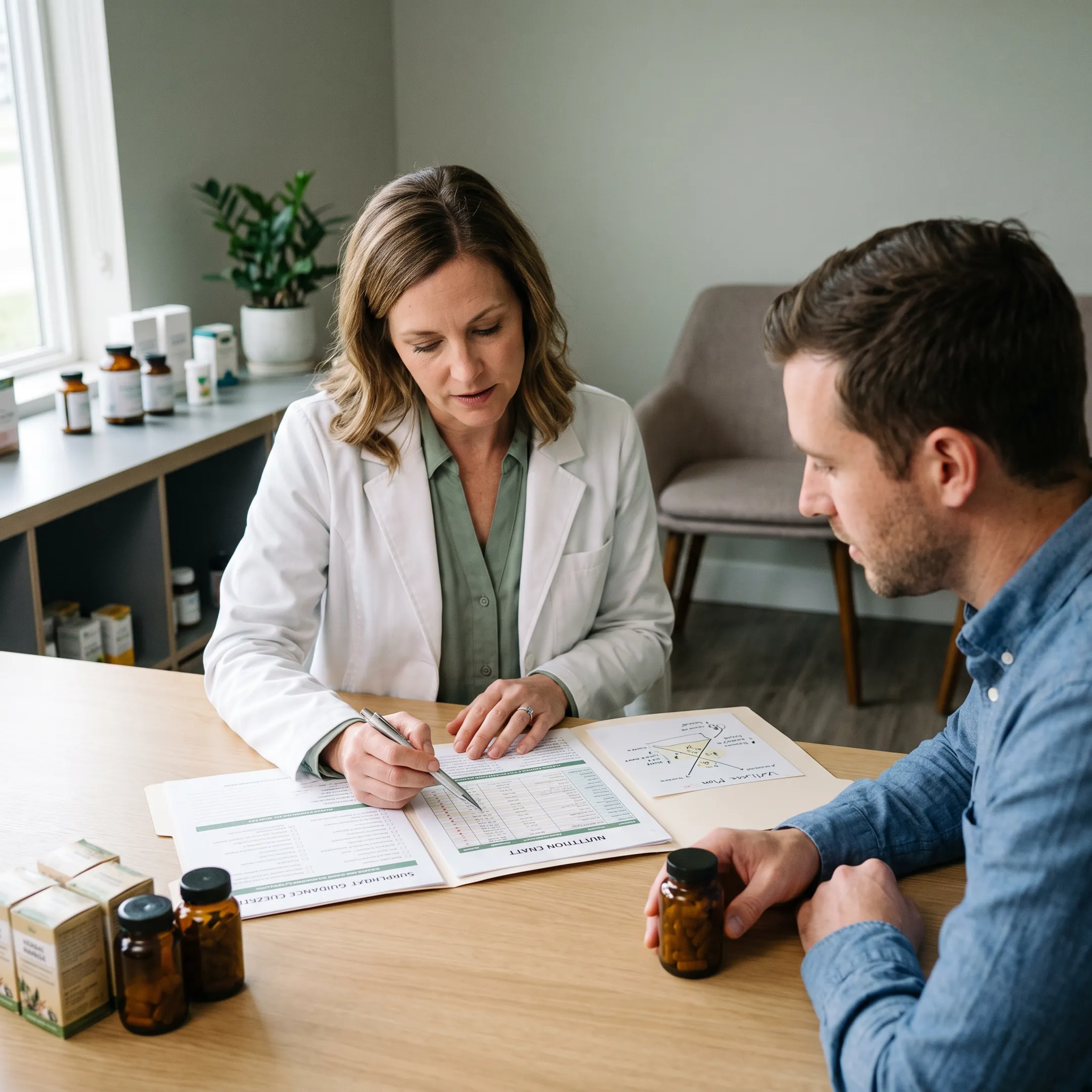 Practitioner reviewing personalized nutrition and wellness recommendations