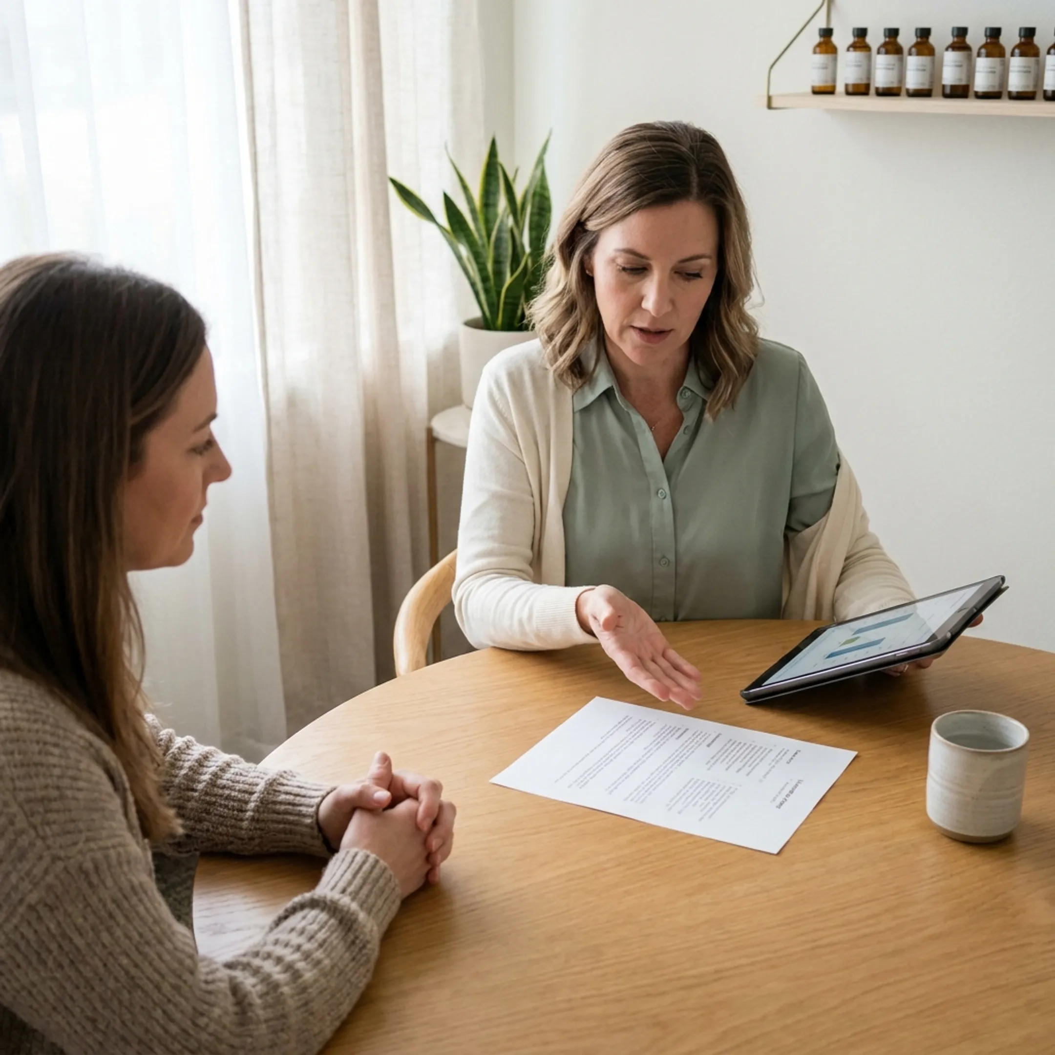 Doctor reviewing personalized wellness findings with a client