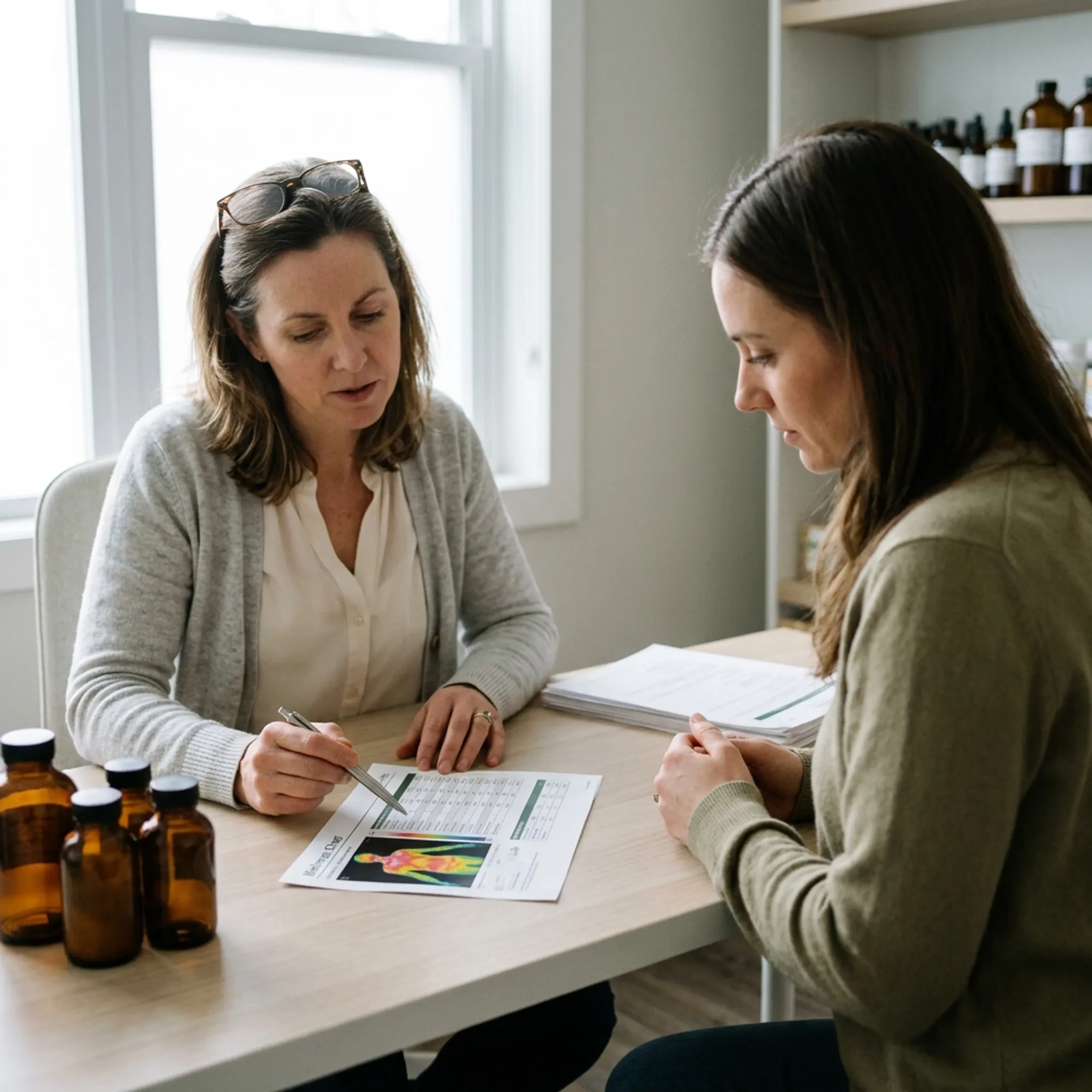 Wellness professional reviewing functional health results
