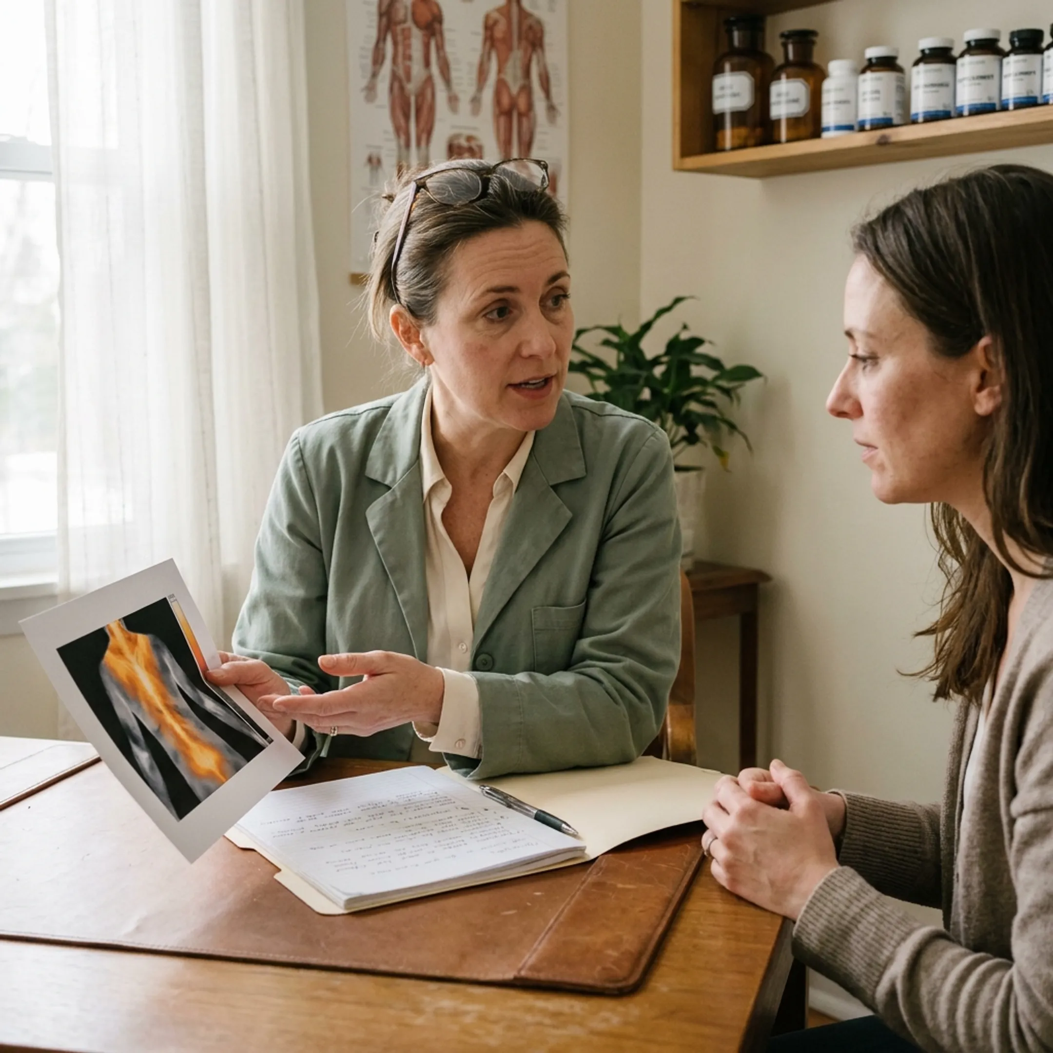 Doctor guiding client through a personalized naturopathic wellness consultation