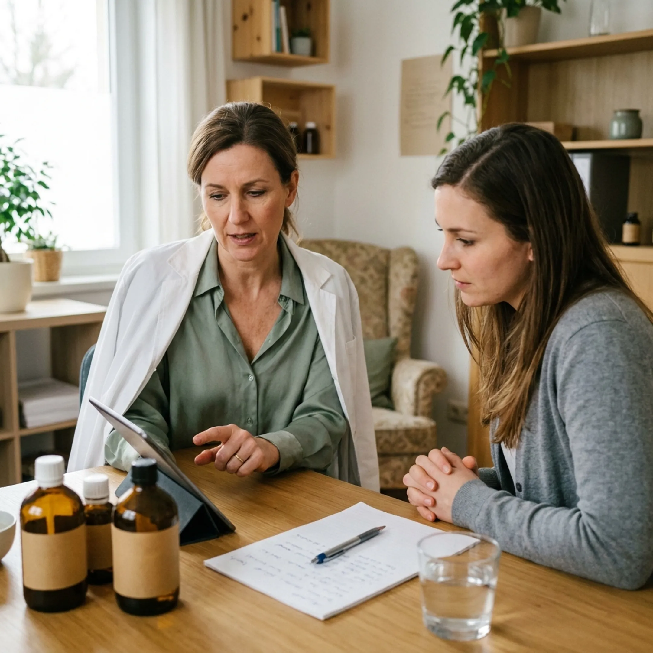 Female client receiving personalized naturopathic wellness guidance