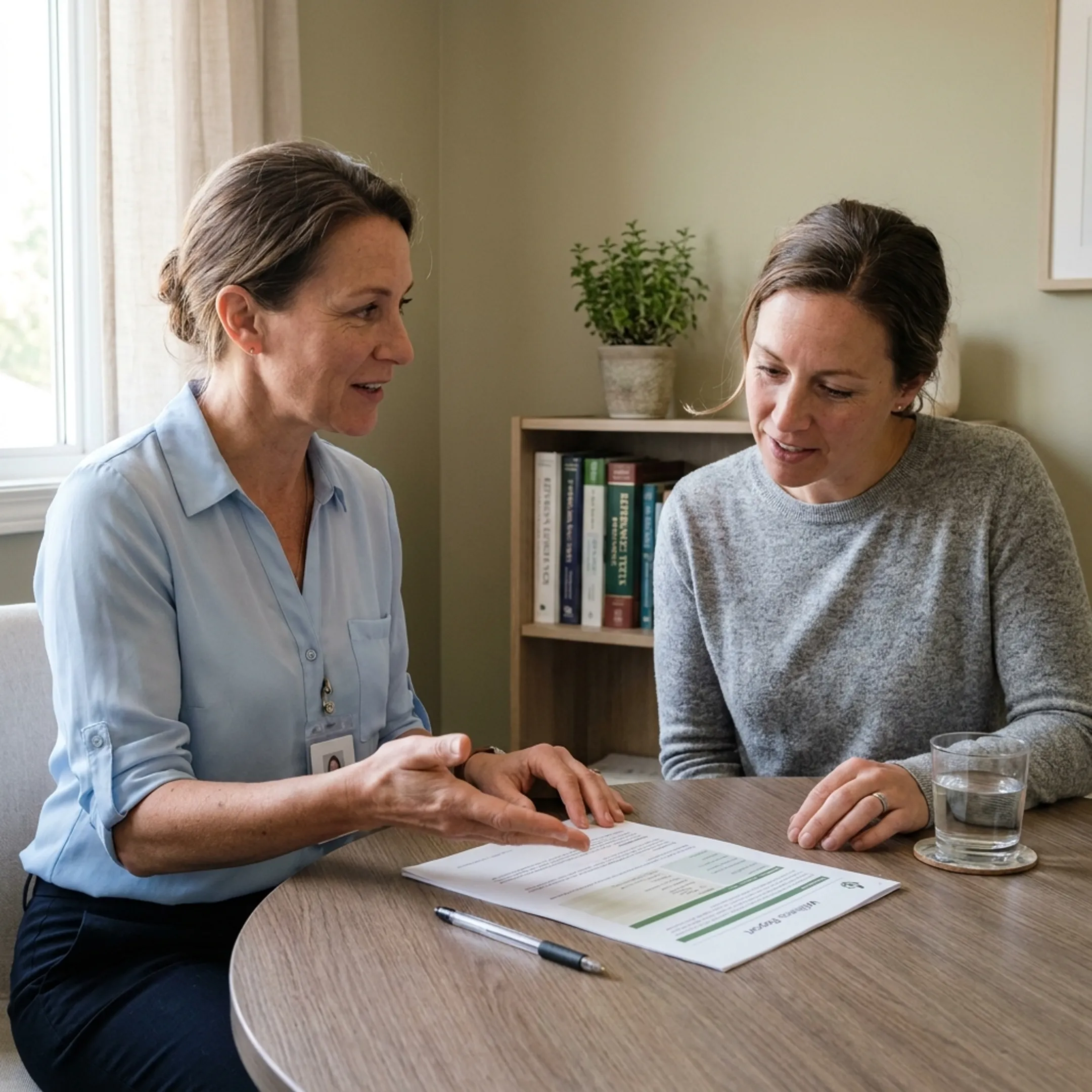 Naturopath reviewing functional health results with a client