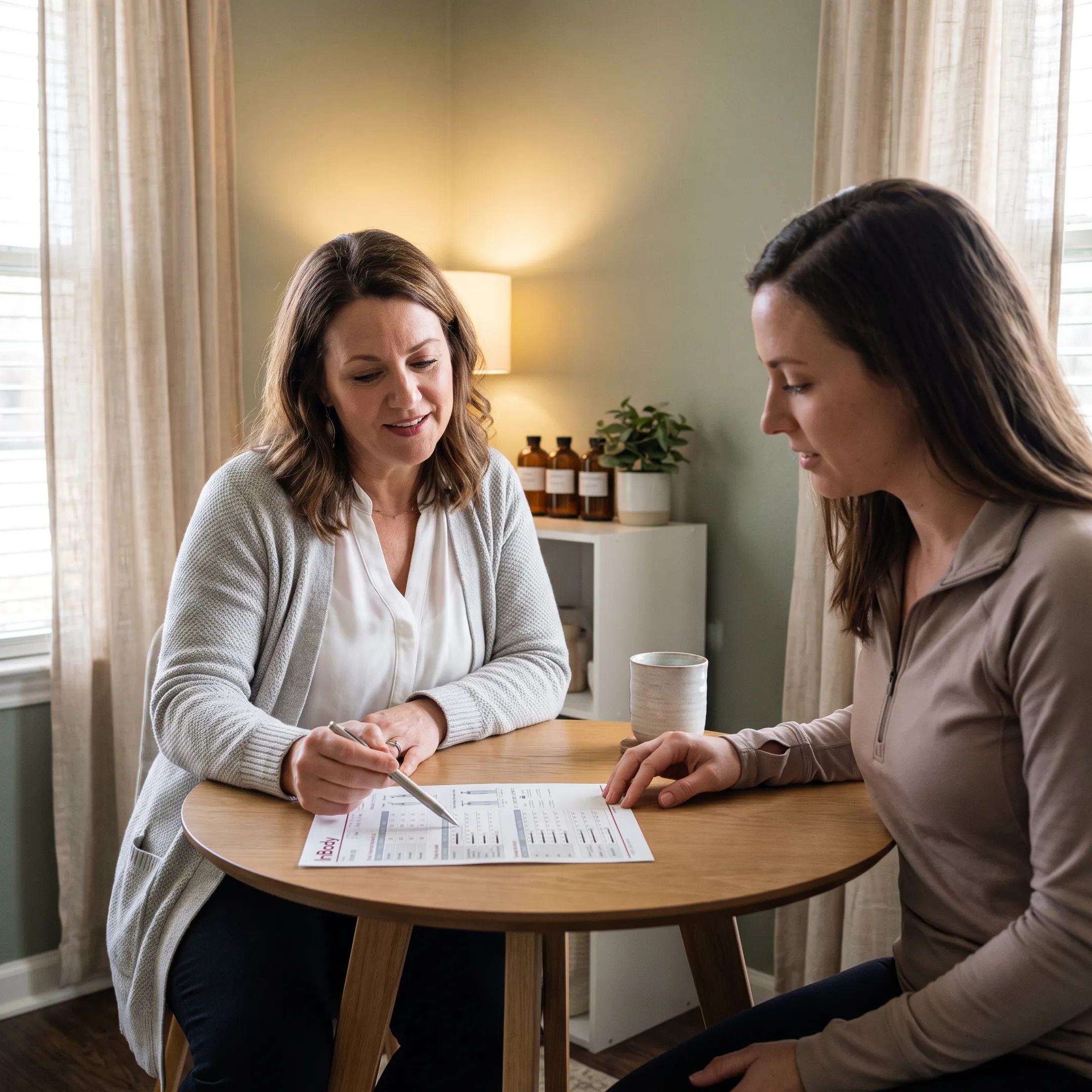 Practitioner discussing body composition results with a wellness client