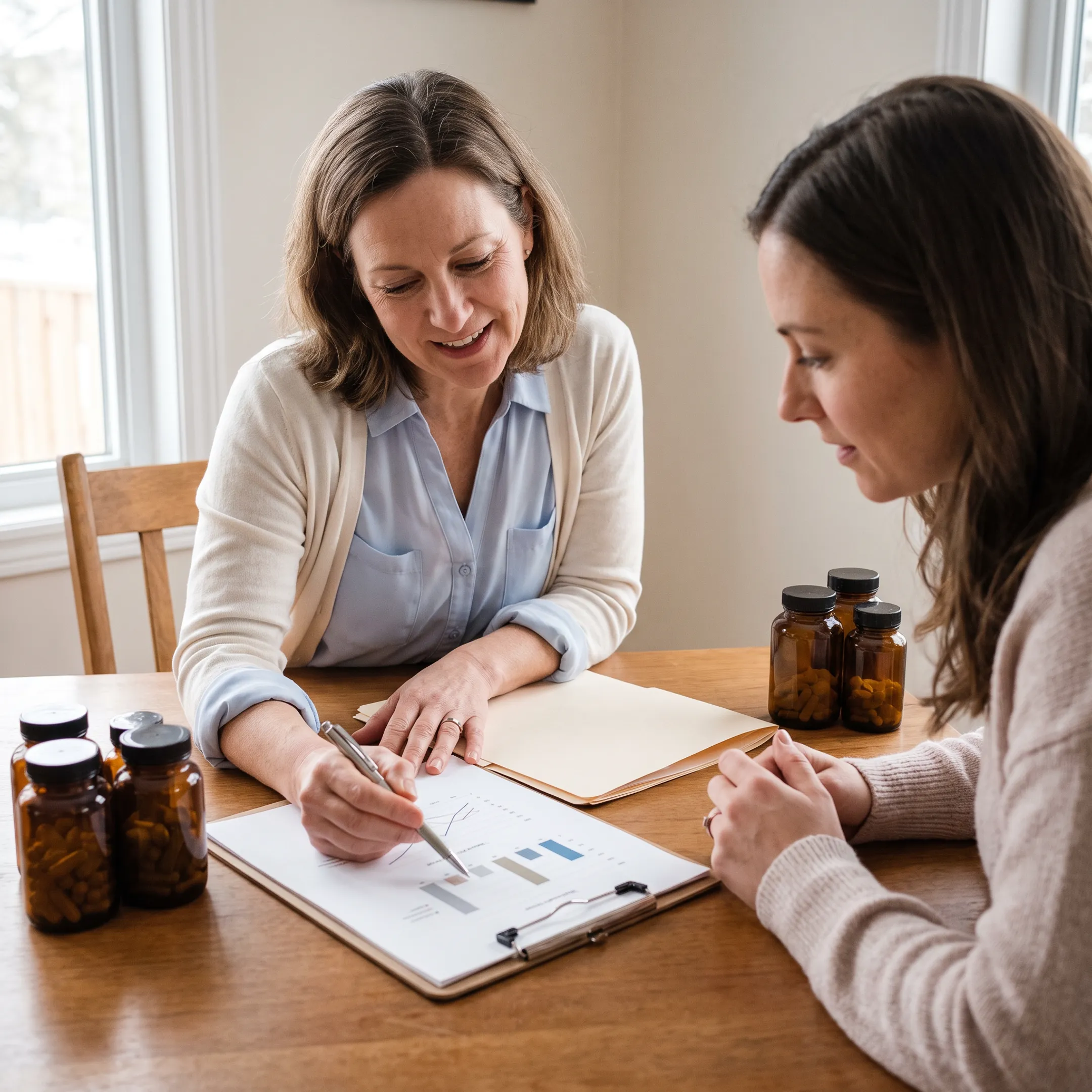 Naturopath discussing personalized wellness recommendations with a client