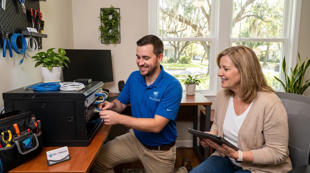 Epic IT Solutions technician performing on-site support for local business client