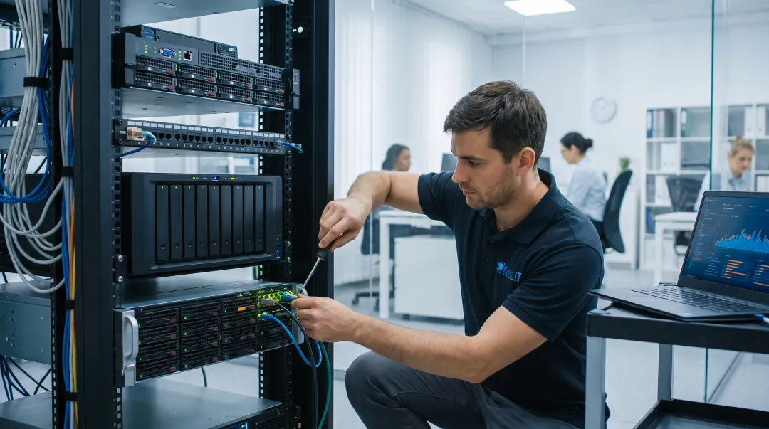 Epic IT Solutions technician configuring server and backup infrastructure