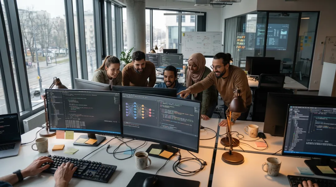 Nearshore software engineering team collaborating during business hours
