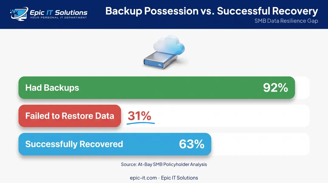 Backup recovery success rates showing gap between having and restoring backups