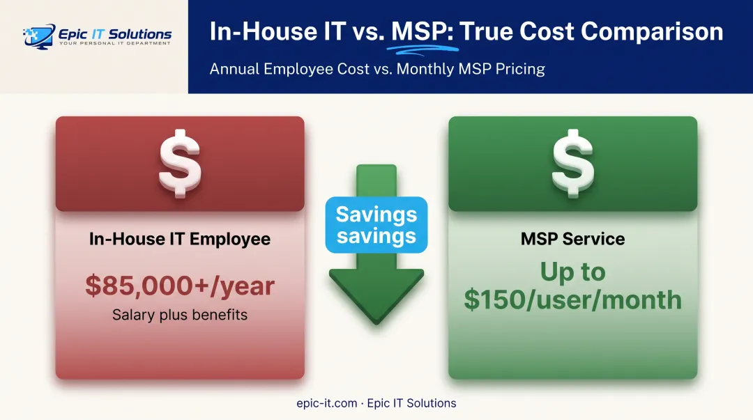 In-house IT hire cost versus MSP monthly pricing comparison