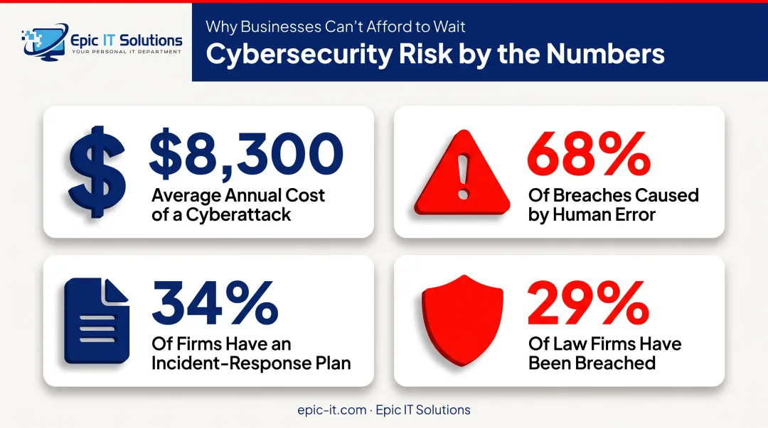 Cybersecurity risk statistics for small businesses and law firms