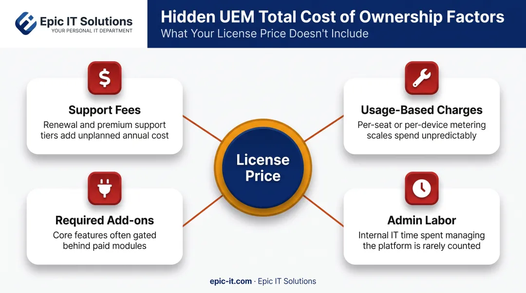 Hidden UEM costs breakdown beyond base license pricing