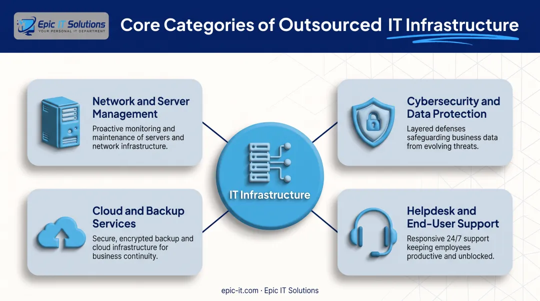 Four main IT infrastructure components outsourced to managed service providers