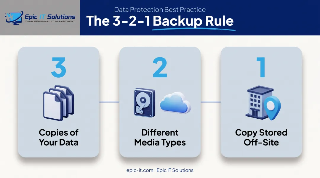3-2-1 backup rule explained with data copies and storage locations