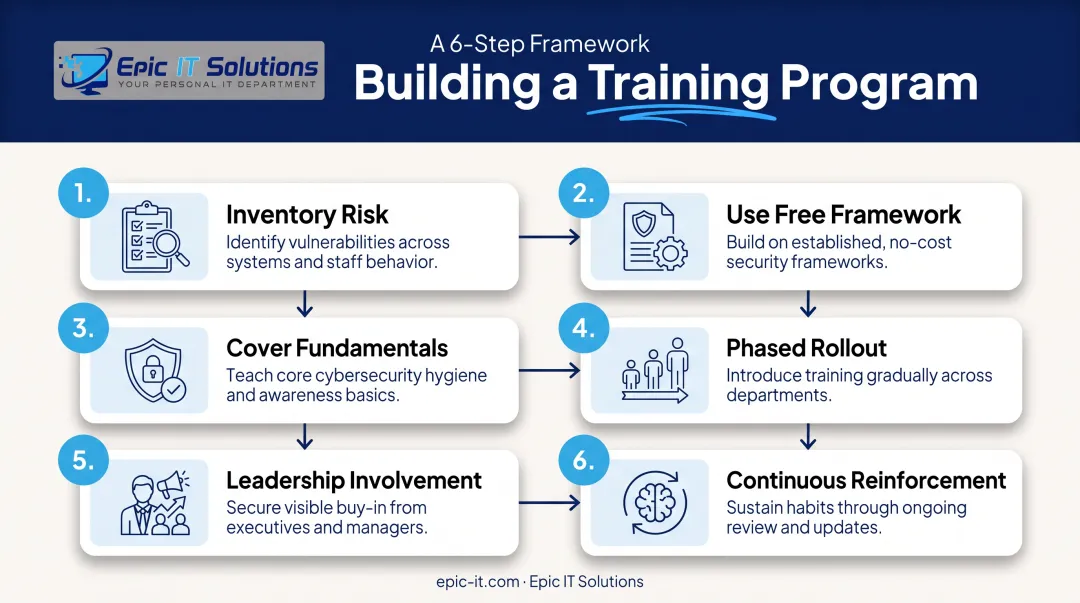 6-step cybersecurity awareness training program rollout process
