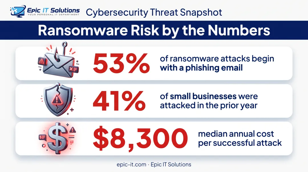 Phishing attack statistics and small business cybersecurity threat breakdown