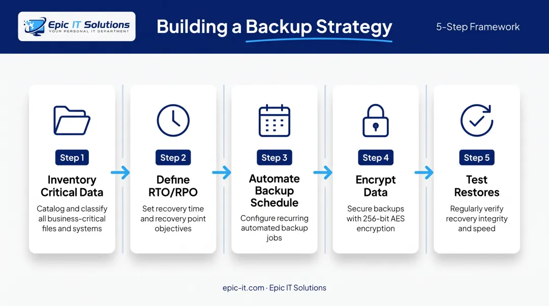 5-step small business backup strategy from inventory to restore testing