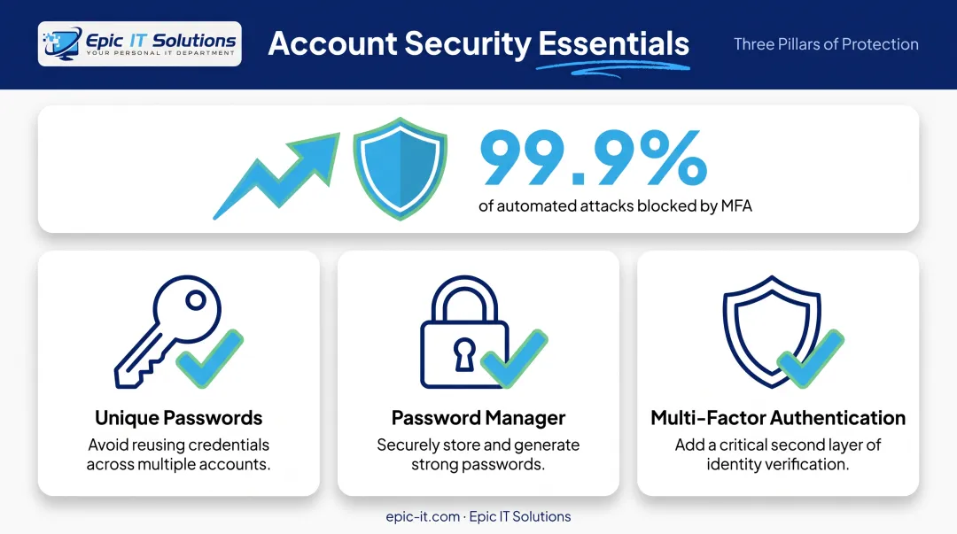 Password hygiene and MFA best practices checklist for account security