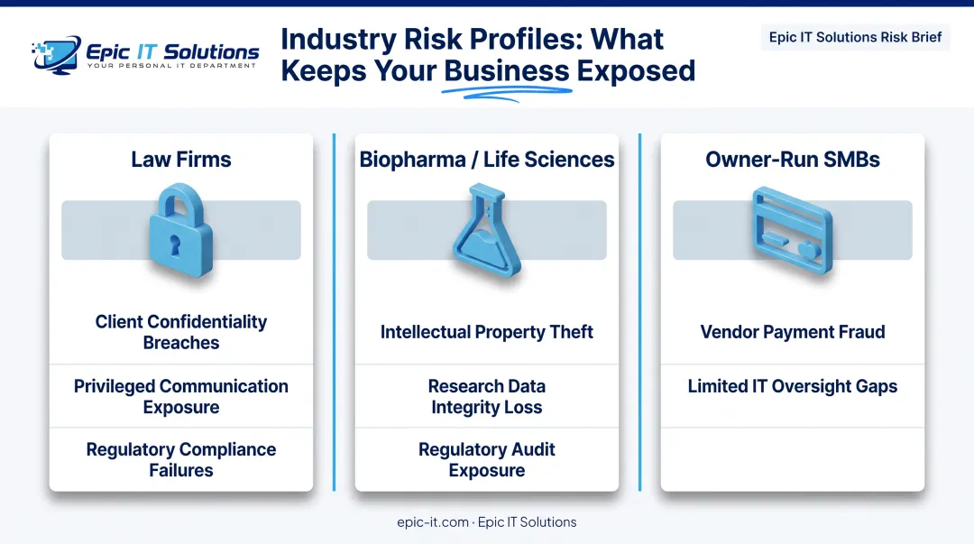 Cybersecurity risk factors by industry for small businesses breakdown