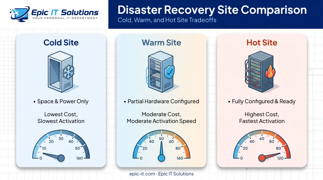 Cold warm and hot disaster recovery site comparison chart