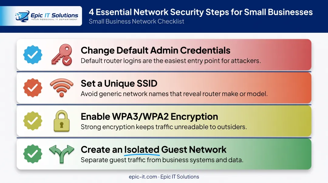 Core network security configuration checklist for small business routers