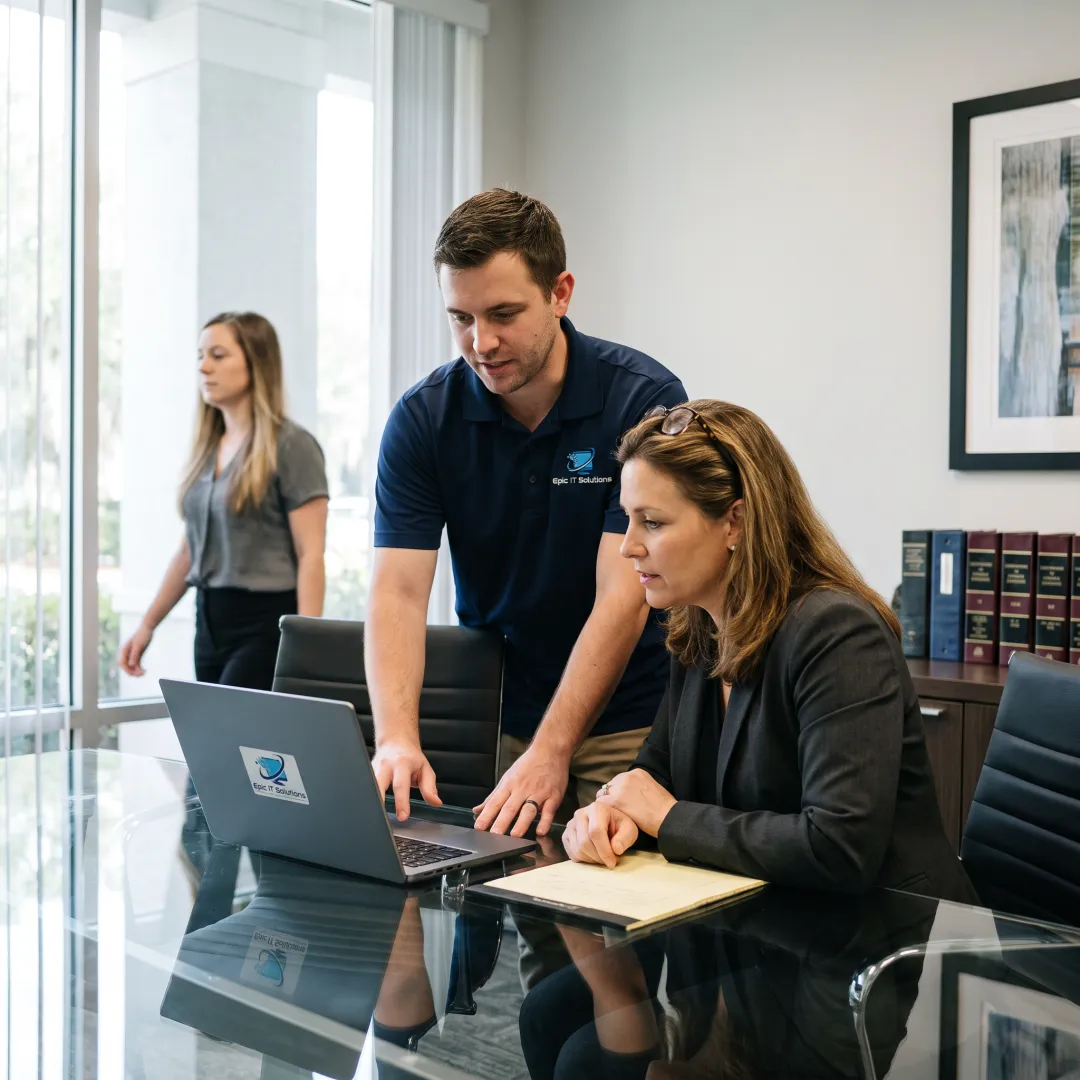 Law firm staff receiving managed IT support