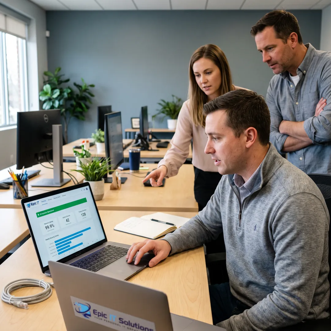 Small business team receiving managed IT support