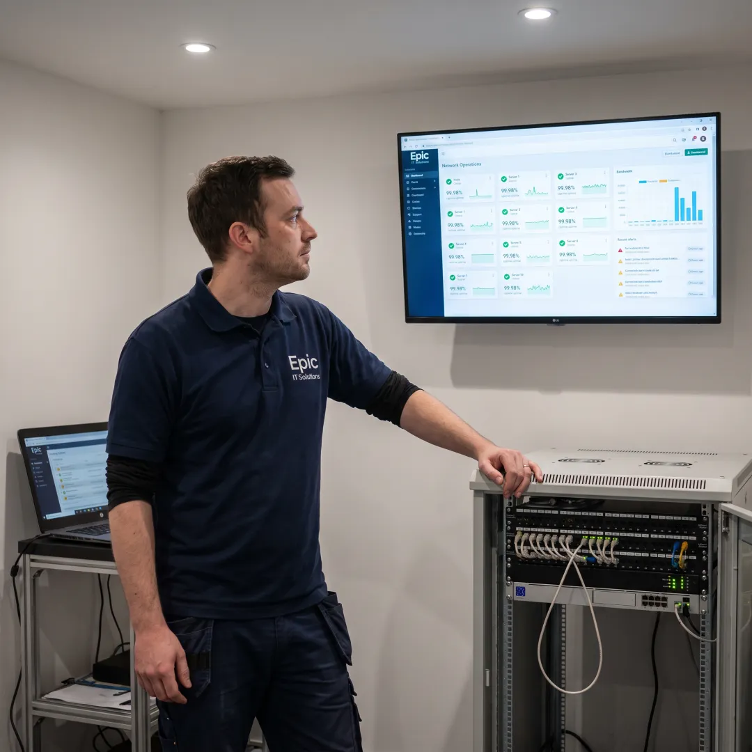 Business server infrastructure being monitored