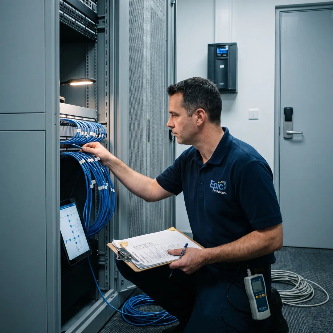 Technician installing server hardware