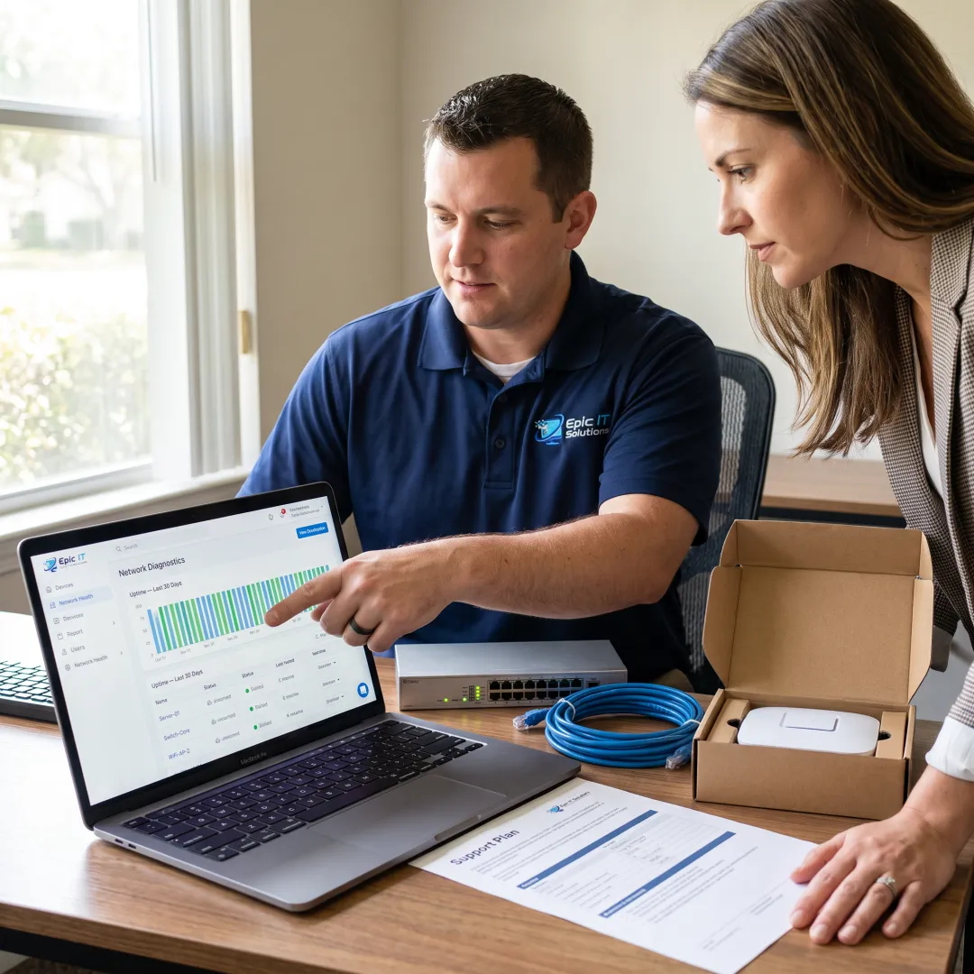 IT technician assisting a business client
