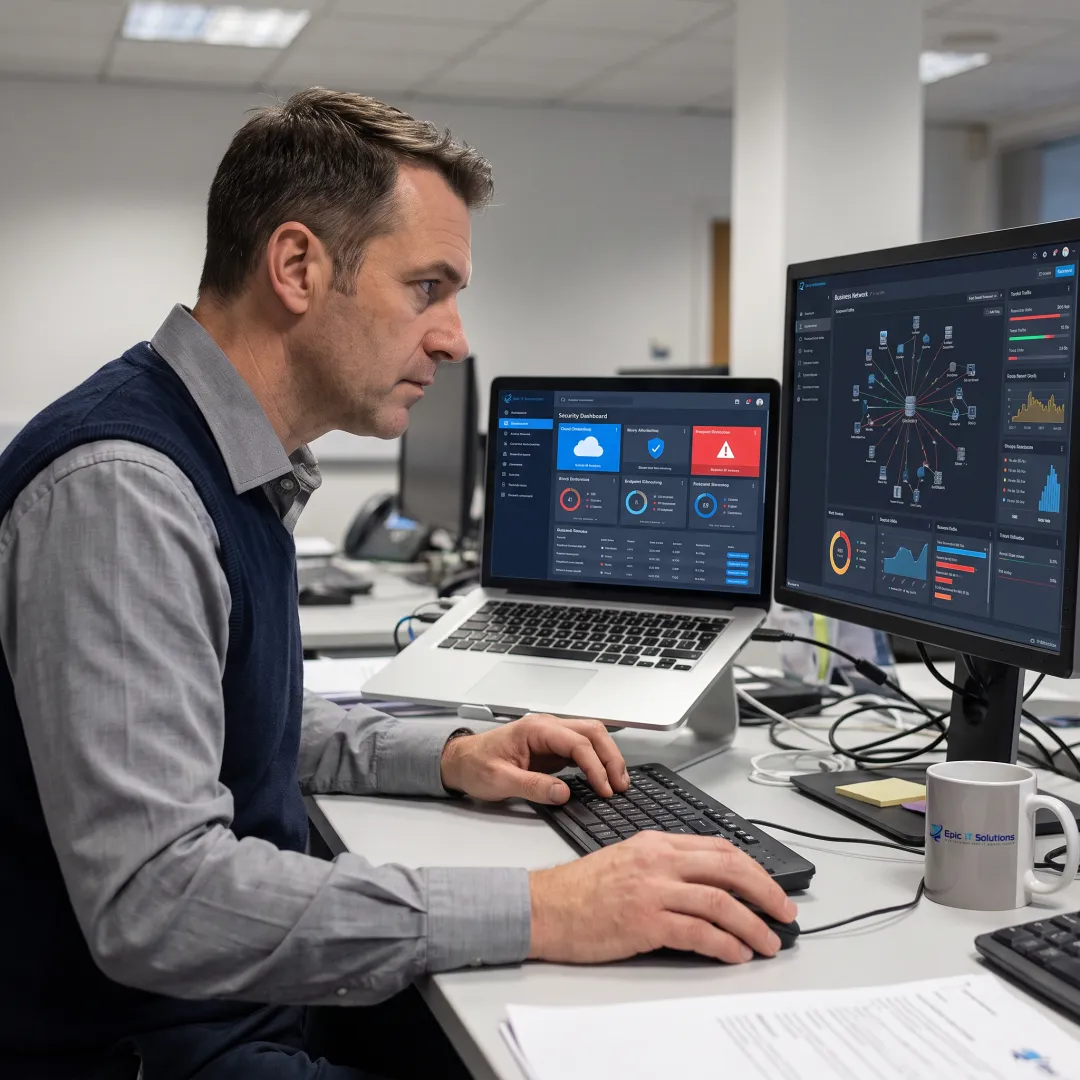Business cybersecurity monitoring and cloud protection