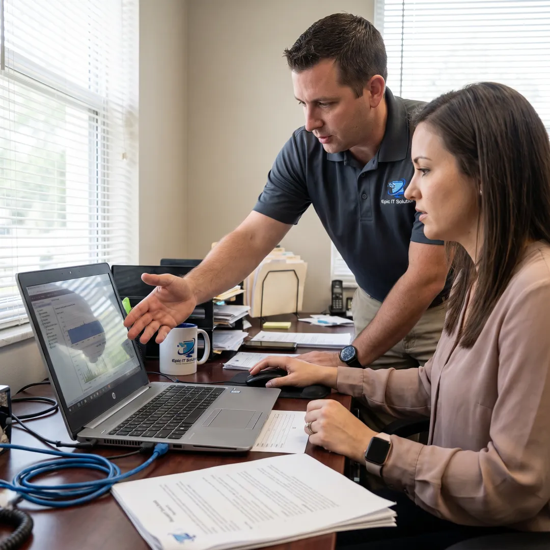 IT technician assisting a business employee