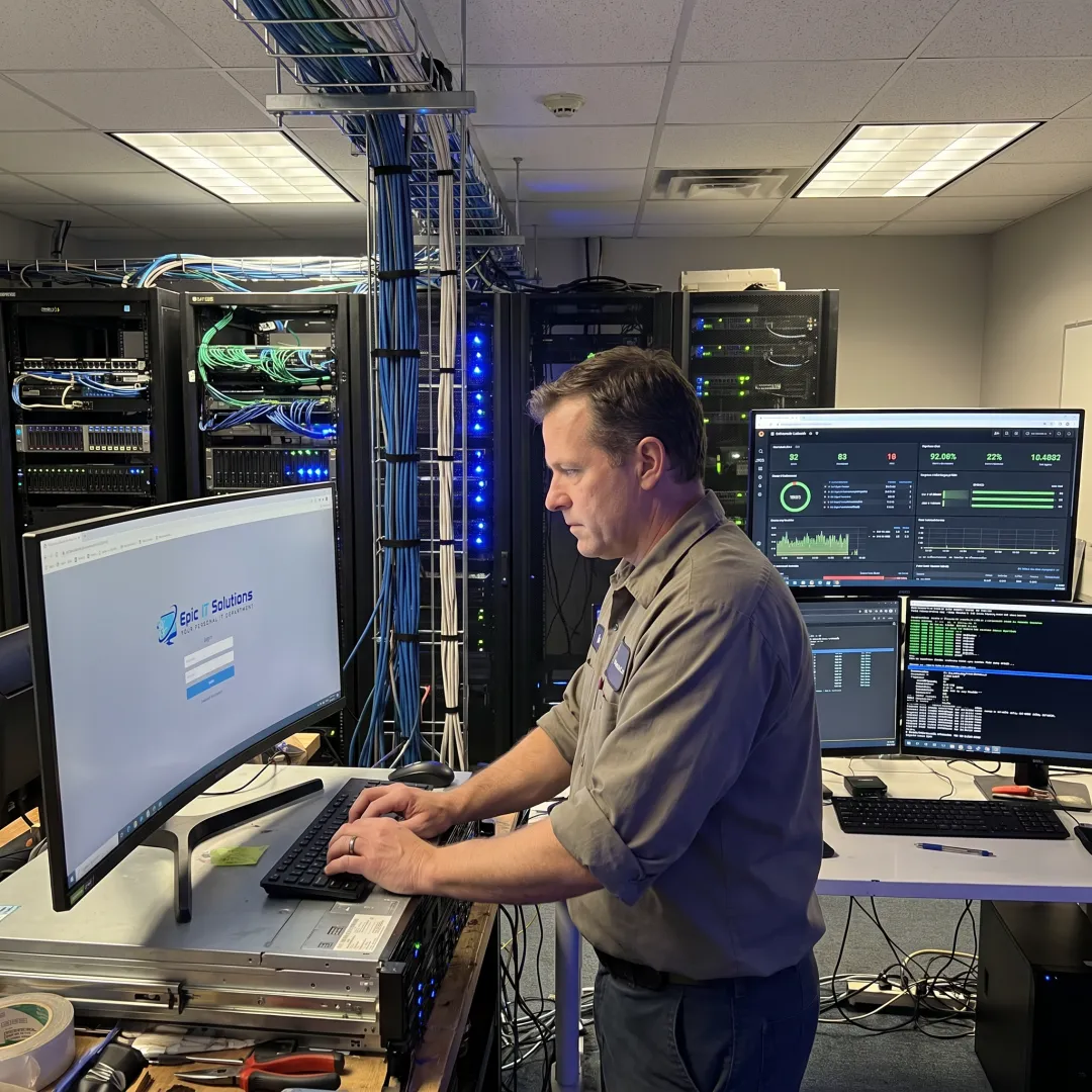 IT professional maintaining a business network
