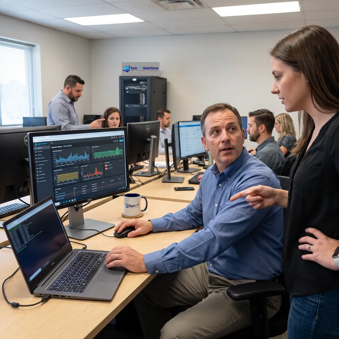 Small business team receiving managed IT support