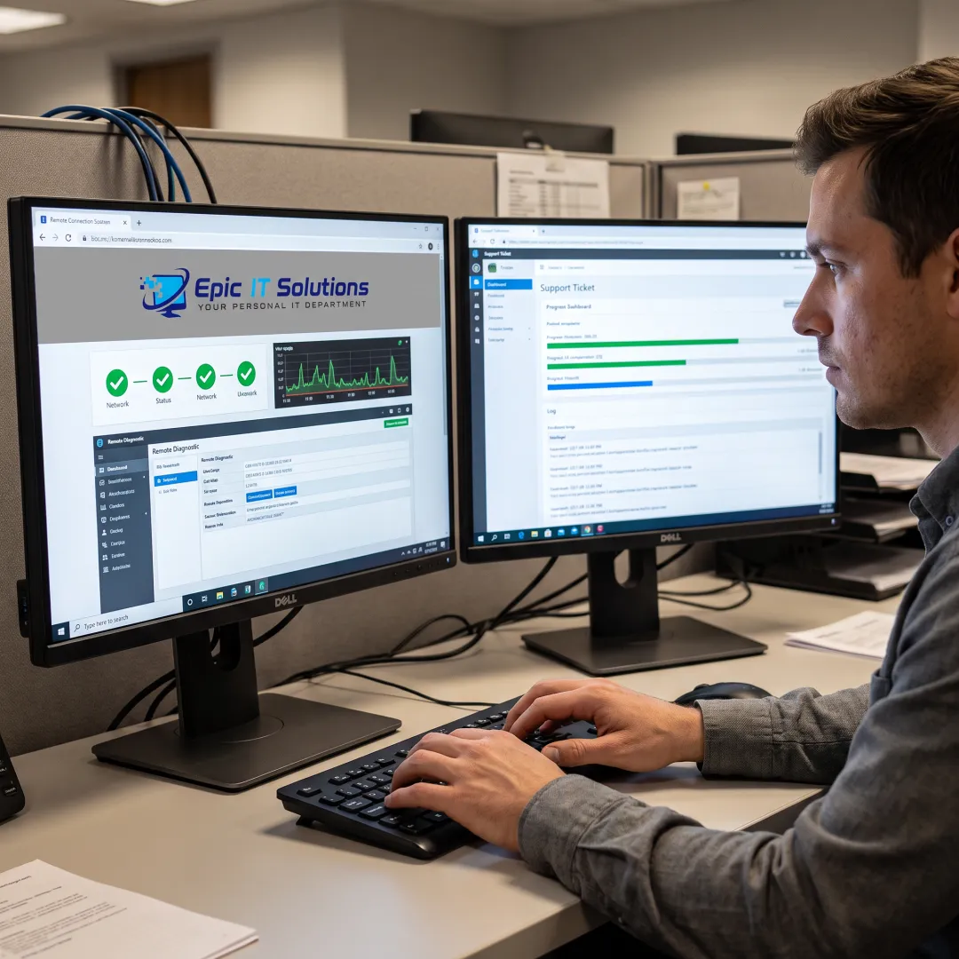 Remote IT technician assisting a business user
