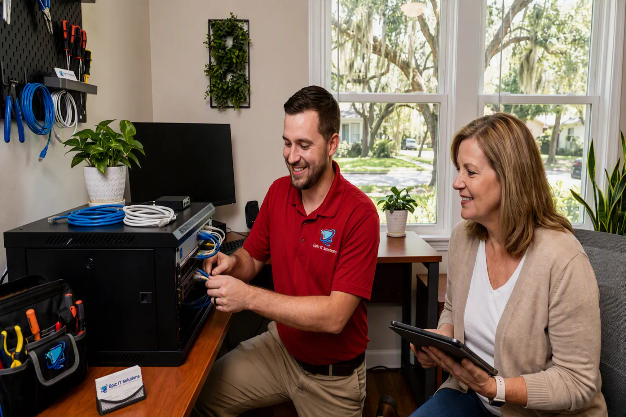 Epic IT Solutions technician performing on-site support for local business client
