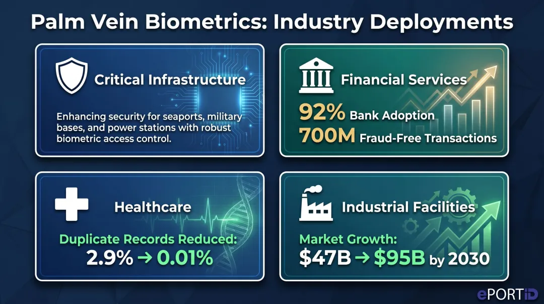 Palm vein biometrics industry deployment comparison across critical infrastructure sectors