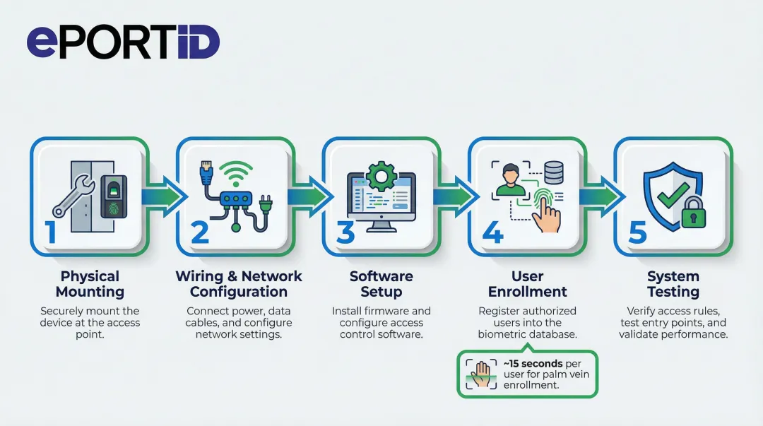 Biometric access control installation process five steps from mounting to enrollment