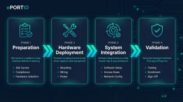4-phase biometric access control installation process flow diagram