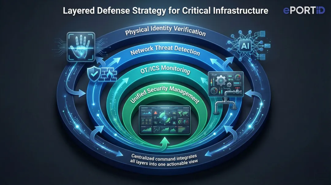 Layered critical infrastructure defense strategy combining physical cyber OT and identity security