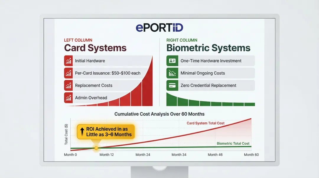 Access control total cost of ownership comparison biometric versus card credential systems