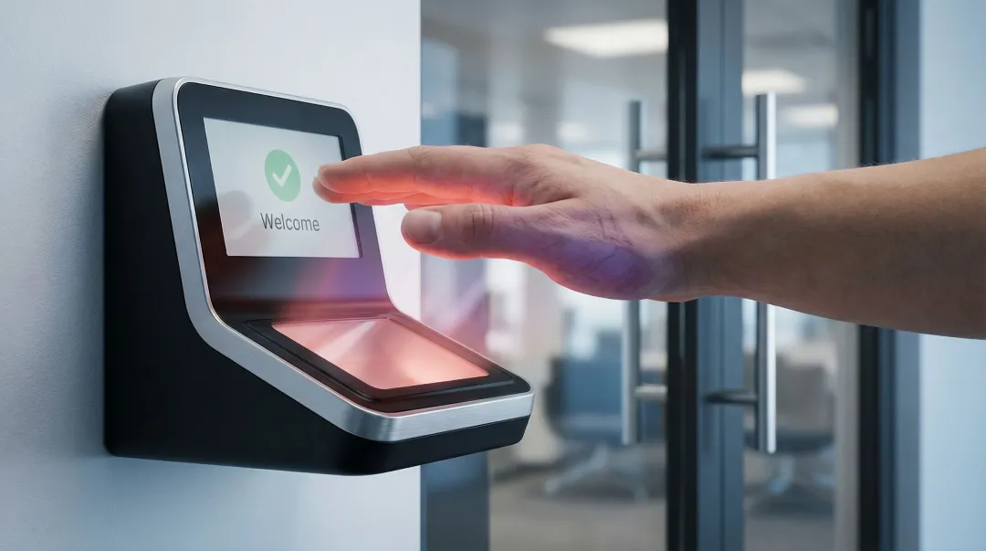 Palm vein biometric scanner capturing near-infrared vascular pattern for identity verification