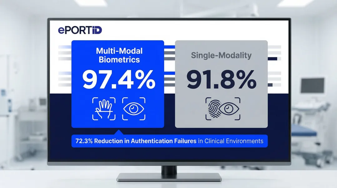Multi-modal versus single-modality biometric authentication success rate comparison infographic