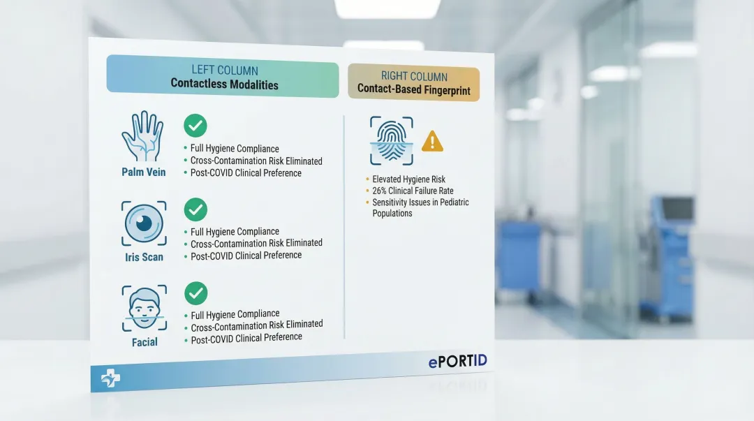 Biometric modality comparison chart contactless versus contact-based hospital use cases
