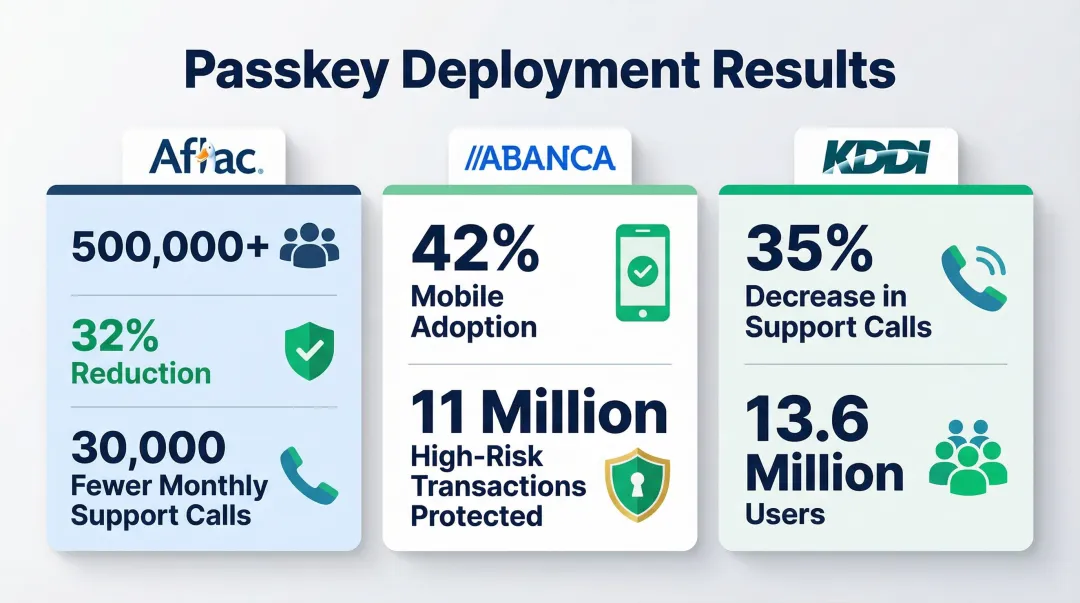 FIDO passkey real-world ROI results across Aflac ABANCA and KDDI deployments