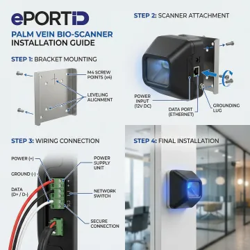 Step-by-step palm vein lock installation diagram