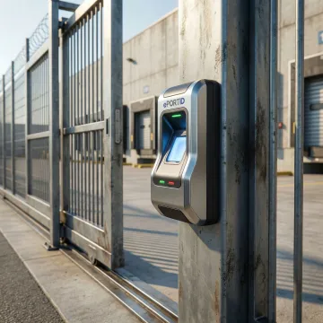 Advanced biometric gate access control system at industrial facility entrance