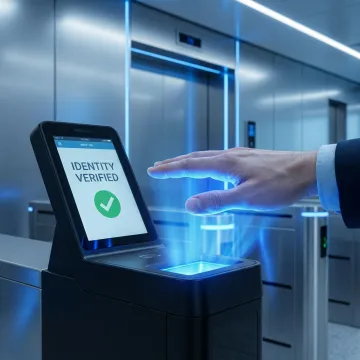 Advanced contactless palm vein biometric scanner verifying identity