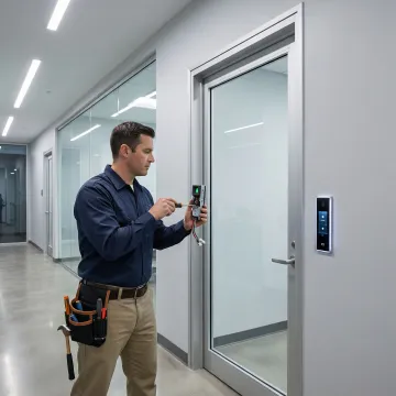 Professional biometric access control installation with palm vein scanner