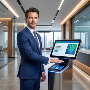 Contactless biometric enrollment system in use